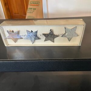 2 Boxes of 4 Silver Pier 1 Napkin Rings